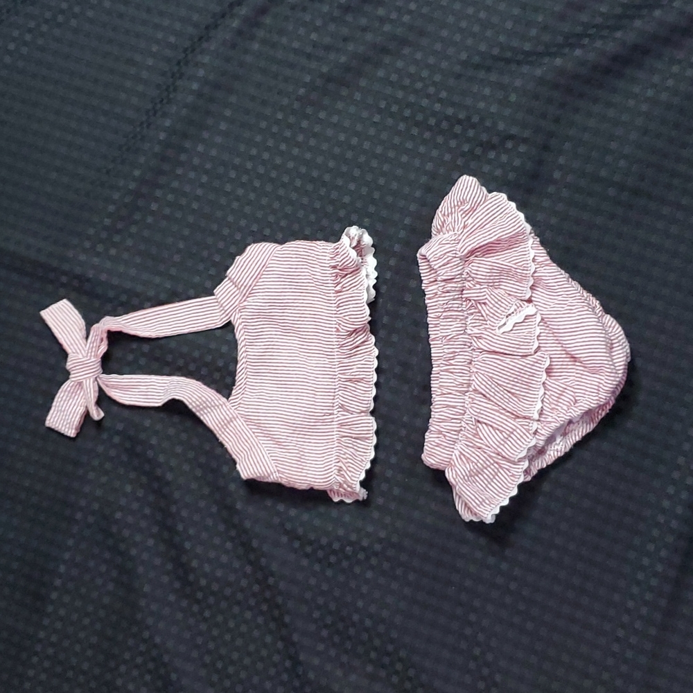 DBA Blanks, red & white, cotton, 6 month, bikini, bathing suit, swim suit,